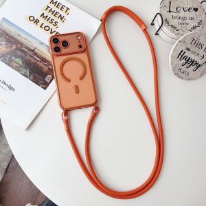 Magnetic Lanyard Case For iPhone 17 Pro Max 18 14 13 15 16 Plus Original Shockproof Crossbody Neck Cord Strap Soft Clear Cover