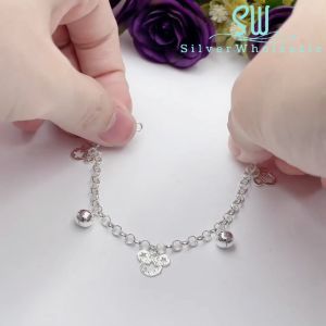 SilverWholesale #BB157 Original Silver 925 "Sparkling Mickey Mouse" Baby Bracelet Anklet (Gelang Kaki/Tangan untuk Baby)