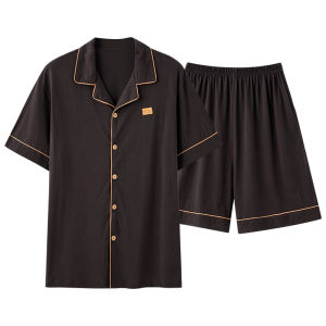 MiiOW | ชุดนอนผู้ชายแขนสั้นผ้าฝ้ายแท้ MiiOW ฤดูร้อน 2025 ชุดอยู่บ้านแบบสวมหัว แขนสั้น ผ้าฝ้ายแท้ 100% ขนาดใหญ่ ใส่ไปข้างนอกได้