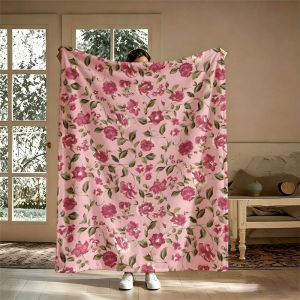 BILIBILI | Chăn Flannel Họa Tiết Hoa Hồng Cổ Điển 100% Polyester Chống Xù Lông Dùng Cho Ghế Sofa Văn Phòng Giường Ngủ Du Lịch Cắm Trại Sử Dụng Được Quanh Năm