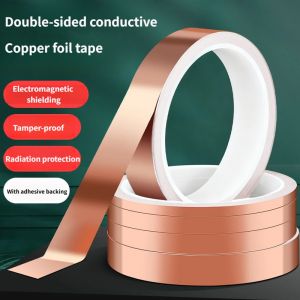 Doubel Side Conductive Copper Foil Tape Adhesive Strip Heat Shield Eliminate EMI Anti-static Repair Tape 0.05mm Thickness
