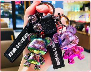 BearBrick Keychain Electroplated xx eyes bear keychain chrome bearbrick bag decoration present gift Kunci Kereta Rantai Block Bear Bag Pendant Lanyard 钥匙扣 锁匙圈