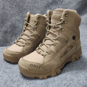 High-Top Mens Outdoor Casual Hiking Boots Desert Shoes Jungle Boots Motorcycle Riding Boots Breathable Waterproof Shockproof