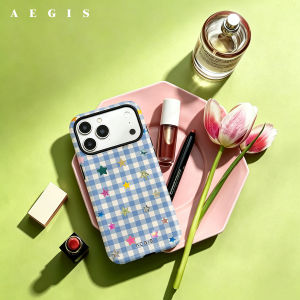 Potdemiel | Checkered Star & Floral Double Layer Hard Shell for iPhone 17 16 15 14 Plus 13 Pro Max Anti-Drop Shockproof PC Case