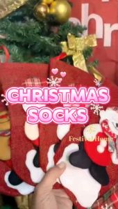 New Year Christmas Socks Large 23*16Cm Xmas Gift Candy Bag Xmas Tree Hanging Ornament For Home Decor