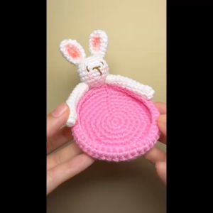 [Có sẵn] Lót ly con thỏ handmade len cotton dày dặn thấm nước