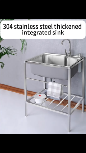 ✨24 hours delivery✨SUS304 food-grade stainless steel kitchen sink vertical sink outdoor sink portable sink commercial restaurant sink large capacity single sink Anti-rust/anti-corrosion/anti-oil
