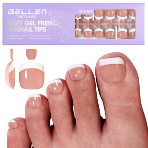 French Tip Toe Nail Tips Press Ons Short Summer Brighter Fake Toenails Soft Gel Toe 15 Sizes 150pcs Nail Tips Full Cover