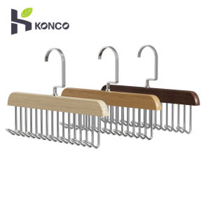 Konco Multi-functional Hangers with 8 Hooks Bra Hat Tops Hooks Hags Hanging Rack Wardrobe Space Saving Clothes Hangers Pegs Wooden Rotating Wave Clothes Rack