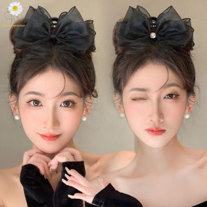 Nơ cài màu đen lấy kẹp tóc ren kẹp tóc đuôi ngựa bện cá mập clip cho phụ nữ thanh lịch xoăn Kẹp tóc càng cua Phụ kiện tóc