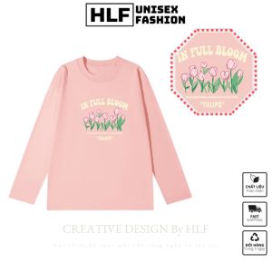 Áo thun dài tay form rộng cotton 100% Hoa Tulip Bloom áo tay dài nam nữ HLFashion