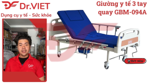GIƯỜNG Y TẾ 3 TAY QUAY CÓ BÔ VỆ SINH GBM-094A