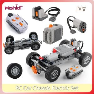 4WD RC Car Chassis Electric Set Building Block Motor Wheels RC Reciever Battery Box Functions Simulation Spray MOC Technical Toy