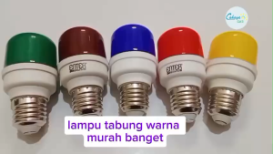 Lampu Tidur LED Tabung 5w Warna plus Fitting Colok Saklar Switch On Off - Merah Biru Hijau Kuning Ungu