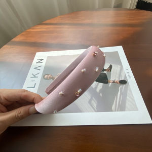 ริบบิ้นผมผ้าซาตินมุกพร้อมประดับเพชร ทรงเรียบง่าย สไตล์เกาหลี ทรงสี่เหลี่ยม วัสดุอื่นๆ