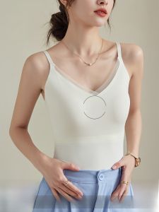 ZISU | Ice Silk Strap Vest Womens Summer New Outwear With Chest Pad Beautiful Back Bra Integrated Base Shirt Thin Regular Length