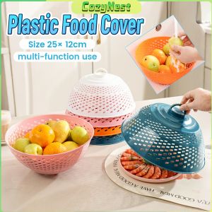 C.N Plastic Round Food Cover Mesh Cover Multifunctional Colorful Drain Fruit Plate 1 Piece
