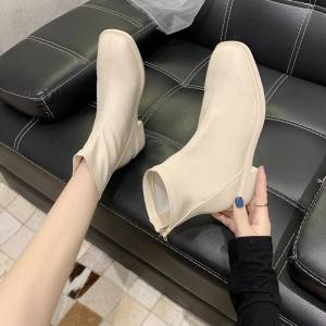Chic Booties Womens Spring and Autumn Soft Bottom British White Boots Womens Shoes Short Martin Boots French Chelsea Boots
