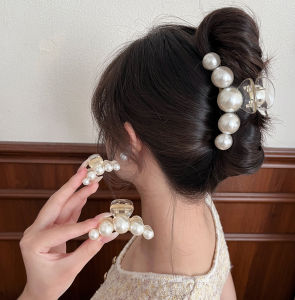 Simple Temperament Pearl Hair Clip for Woman Korean Style Shark Clip Fashion Girls Ponytail Clip