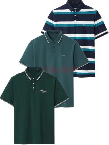 Mens Short Sleeve T-Shirt Summer Embroidery Fashion Business Casual Solid Color Collar Polo Youth Thin Standard Fit Daily Wear