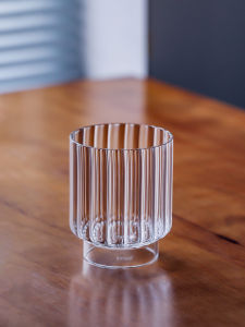 Inmeet High Borosilicate Heat Resistant Glass Whiskey Cup Nordic Style Bar Cocktail Mixing Stripe Cup Pure Color Beverageware