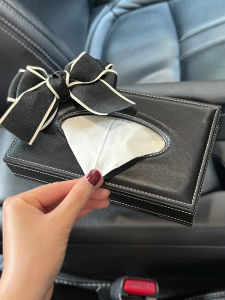 Car Tissue Box Car Napkin Drawing Paper Bag Car Armrest Box Dashboard Creative Cute Online Influencer Bow
