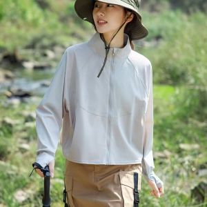 New 2025 Womens Fashionable Ice Silk Loose Lightweight Stand Collar Sun Protection Outerwear Breathable Versatile Short Coat