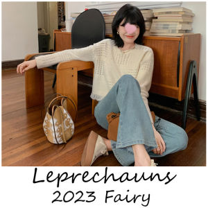 Fairy Soft Knitted Hollow out Loose Womens round Neck Sweater Tassel Detail Slimming Top Korean Style Long Sleeve Crew Neck