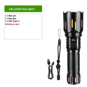 Đèn Pin LED Siêu Mạnh 1400000LM Đèn Pin Cắm Trại Có Thể Sạc Lại Tầm Xa Siêu Sáng Với Đèn Lồng Chống Nước Có Thể Điều Chỉnh Tiêu Cự Cho Hoạt Động Ngoài Trời