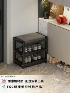 Home Use Shoe Cabinet Bench Integrated Small Iron Art Narrow Entrance Hall Seat Modern Simple Style Easy Assembly Design