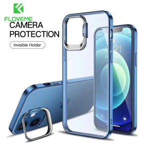 FLOVEME Metal Invisible Kickstand Ultra Thin Phone Case For iPhone 14 13 12 11 Pro Max 14 Plus Matte Clear Camera Protect Hard PC Shockproof Back Cover For iphone 14 13 12 11