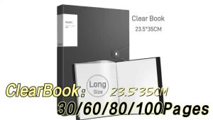 Clear Book Long Clear Folder Presentation Book Long Clear File Art Portfolio Paper Organizer Display Book Long Size23*35CM