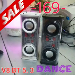 Hot item ลำโพงบลูทูธ V8 PLUS ลำโพงไร้สาย BT5.3 ลำโพงเบสหนัก สเตอริโอคู่ เล่นคู่ได้กด TWS  แสงสีเสียง กระหี่มรอบทิศทาง
