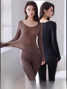 miiow | Ultra-Thin Cat Woman Thermal Underwear Set Skin-Friendly Warmth Hidden Heat Energy Leggings Autumn Winter Essential Base Layer