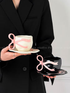 MOMO LIFE Coffee Cup Set High Aesthetic Value Ceramic Coffee Mug with Lid And Saucer Gift Box for Women Nordic Style