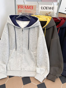 เสื้อแจ็คเก็ตมีฮู้ดสไตล์สปอร์ตแบบสวมหัวสำหรับทั้งชายและหญิง ทรงหลวม แขนยาว ปกติ คอตตอน ฤดูใบไม้ผลิและฤดูใบไม้ร่วง