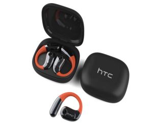 HTC NE12 Bluetooth V6.0 AI Translator Earbuds Wireless Sport Headphones ANC Orange Earhooks HD Call Low Latency for Sport