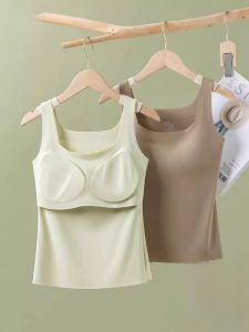 MiiOW | เสื้อกั๊กสายเดี่ยวแบบสวมหัวผ้าไหมน้ำแข็งแบบไม่มีรอยตะเข็บสำหรับผู้หญิงในช่วงฤดูร้อน เสื้อชั้นในแบบมีแผ่นเสริมหน้าอกแบบสวมสบาย