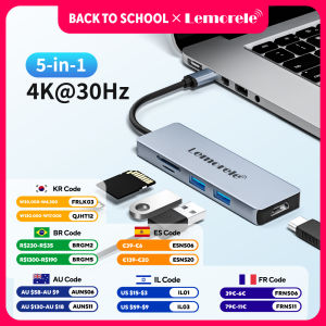 Lemorele | Lemorele 5 Ports USB C HUB Docking Station Type C to Dual HDMI 4K 30Hz USB 2.0 480Mbps SD/TF for PC macbook laptop Mobile Phone