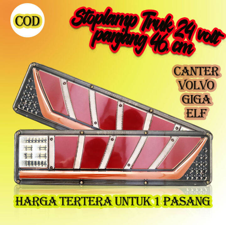 Lampu Stop Lamp Rem Belakang Variasi Mobil Truk Truck Tail light 24 volt 46 cm Led Canter Fuso Volvo Traga Elf Giga Hino Lamp Stopan Custom Terbaru