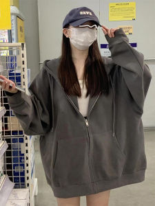 Autumn Coat Womens Spring and Autumn Hooded Sweatshirt Womens 2024 New Arrival Best Selling Gray Cardigan Autumn and Winter Leisure Tops Women