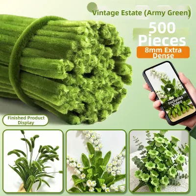 MINGZHUO | DIY Flower Bouquet Kit Green Pipe Cleaners