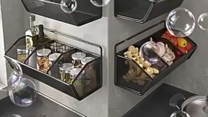 Ginger and Garlic Storage Box Kitchen Disengaged Sundries Storage Hanging Basket Wall Mounted Seasoning Frame Hanging Kitchen Fruit Ginger Storage Bins Organizer