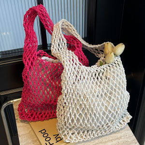 Large Capacity Straw Woven Shoulder Bag for Women Casual Commute Fashionable Hollow out Design Spring Summer New Style Youth