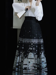 Original Hanfu Ming Dynasty Plane Sleeve Horse Tailed Skirt Spring Summer Collection Bright Satin Fabric Polyester 60% Other 40%