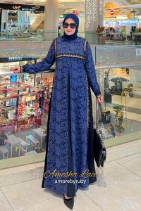 gamis brokat motif simple kekinian produk Amore by ruby edisi amesha lace dress