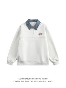 WUKONGYOUHUO | American Simple Half Zip Embroidery Hoodie
