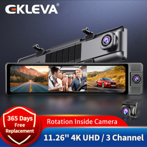 EKLEVA กล้องติดรถยนต์ DVR 4K UHD 11.26 "กล้องหน้า/ห้องโดยสาร/กล้องมองหลัง GPS ติดตามการเล่น5G Wifi กระจกมองหลัง24H จอดรถลงทะเบียนกระจกรถยนต์ กล้องติดรถยนต์ 4K ชัดระดับ 4K ราคา - Lazada