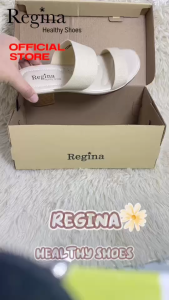 Regina รองเท้าส้นสูง รุ่น CC249 เส้นสองตอนแบบผ้าไม่ยืด รองเท้าส้นสูงเพื่อสุขภาพสำหรับสตรี สวมใส่สบายตลอดวัน