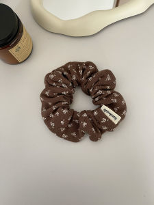 Original Design Pure Cotton Floral Print Coffee Color Hair Ties for Women Ball Headscarf Hair Bands Stylish Hair Accessories